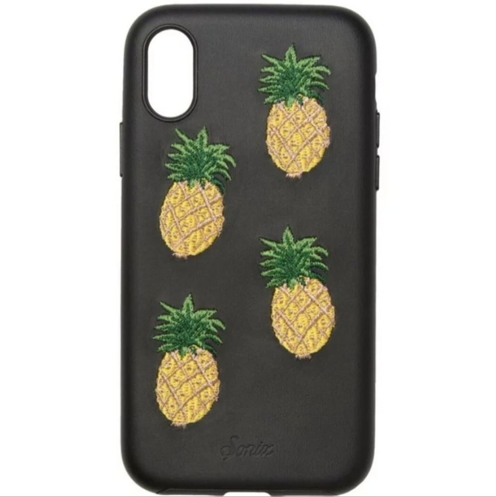 Sonix Embroidered Faux Leather Pineapple iPhone x Case Black Yellow OS BNWT SO